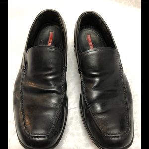 Mens Prada Black Leather Loafers Shoes 8.5